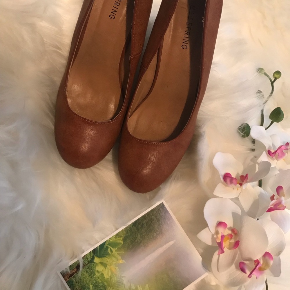 Brown wedge heels